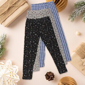 Wallflower Girls Leggings Set of 3 — L 12/14 – Cozy Cotton Prints NWOT